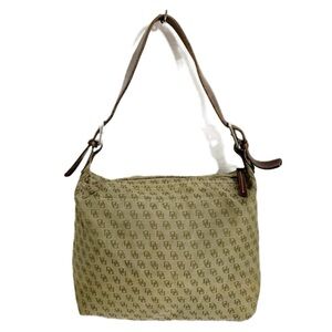 Dooney and Bourke Shoulder Bag Signature Canvas with Leather Accents Zip Closure